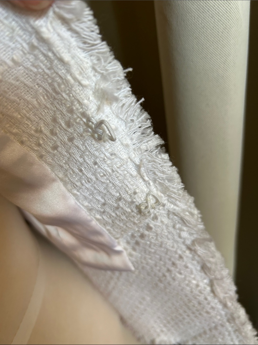 White House Black Market Ivory Fringe-Trim Tweed Blazer - Picture 9 of 11